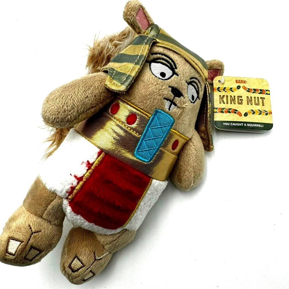 BARK BOX‎ | NEW King Nut Squirrel Medium Plush Dog Toy Squeaky Tube Inside Egypt